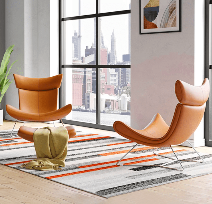 Imola Chair And Ottoman, Brown with Frame Base - Miola