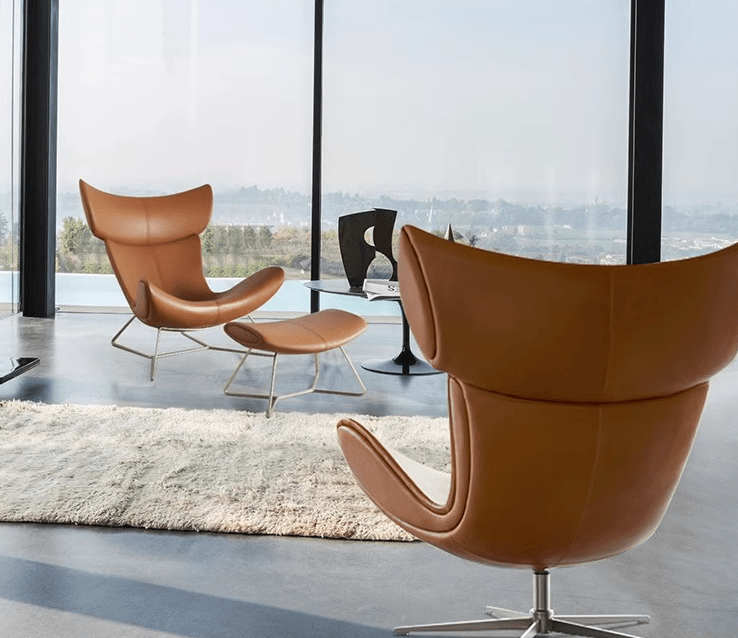 Imola Chair And Ottoman, Brown with Frame Base - Miola