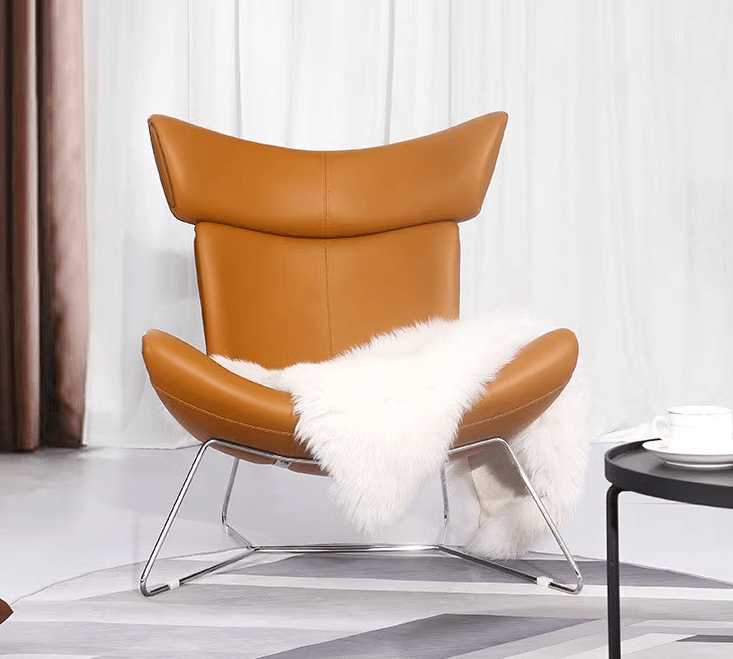 Imola Chair And Ottoman, Brown with Frame Base - Miola