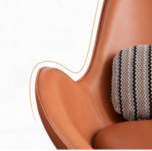 Snail Swivel Accent Armchair, Brown Leather - Miola