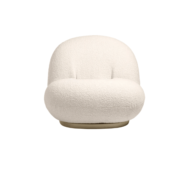 Gubi Pacha Swivel Accent Chair, Boucle With Gold Base - Miola
