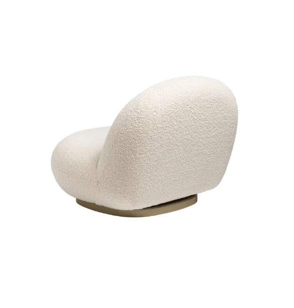 Gubi Pacha Swivel Accent Chair, Boucle With Gold Base - Miola