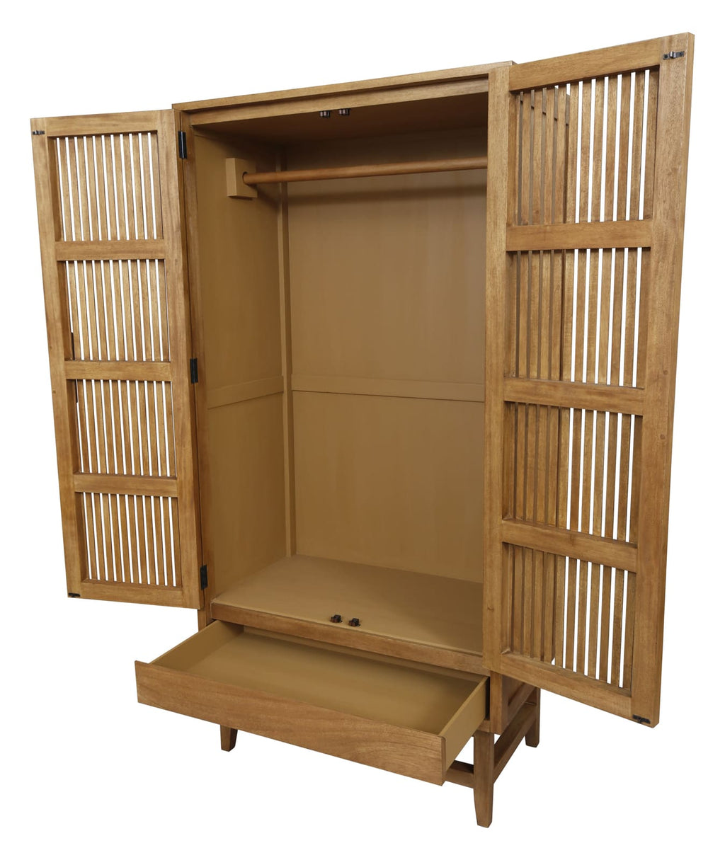 Melia Light Oak Wardrobe with Drawer - Miola