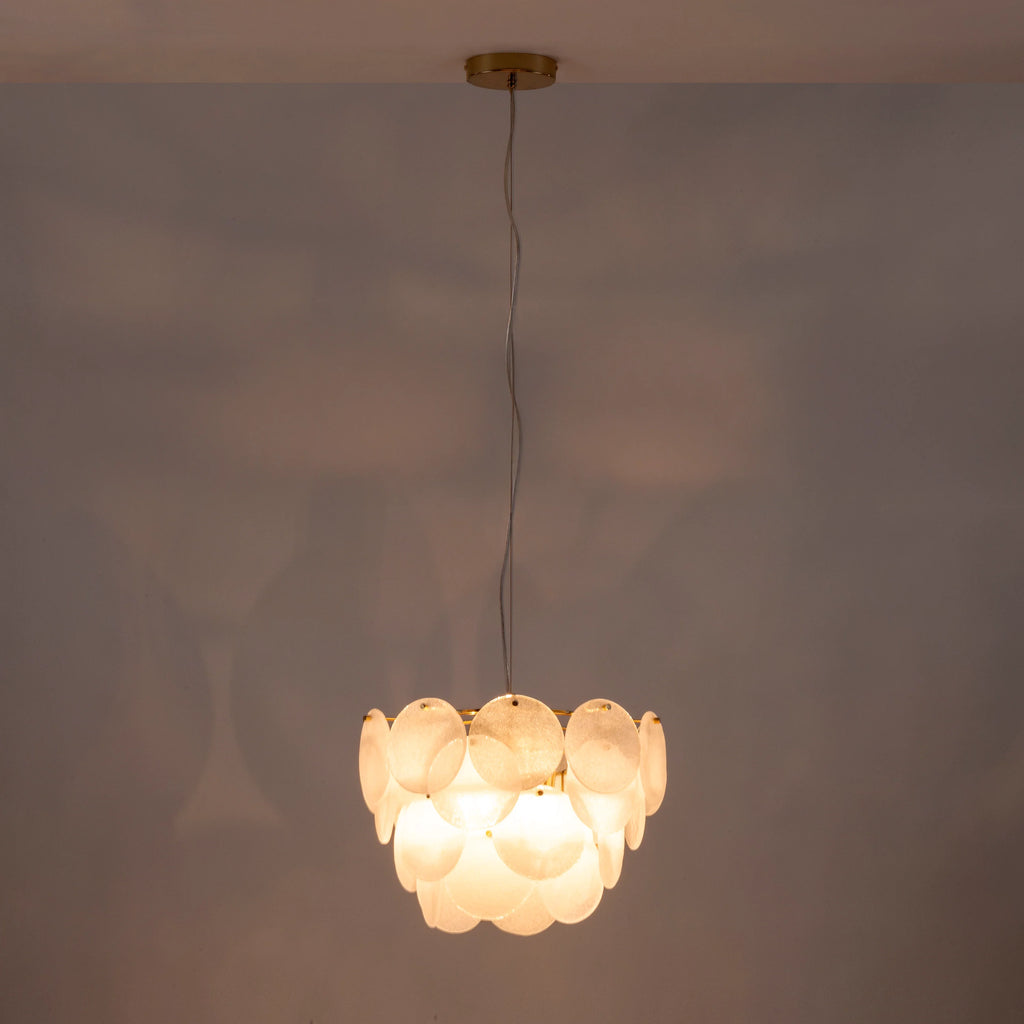White glass chandelier ceiling light - Miola
