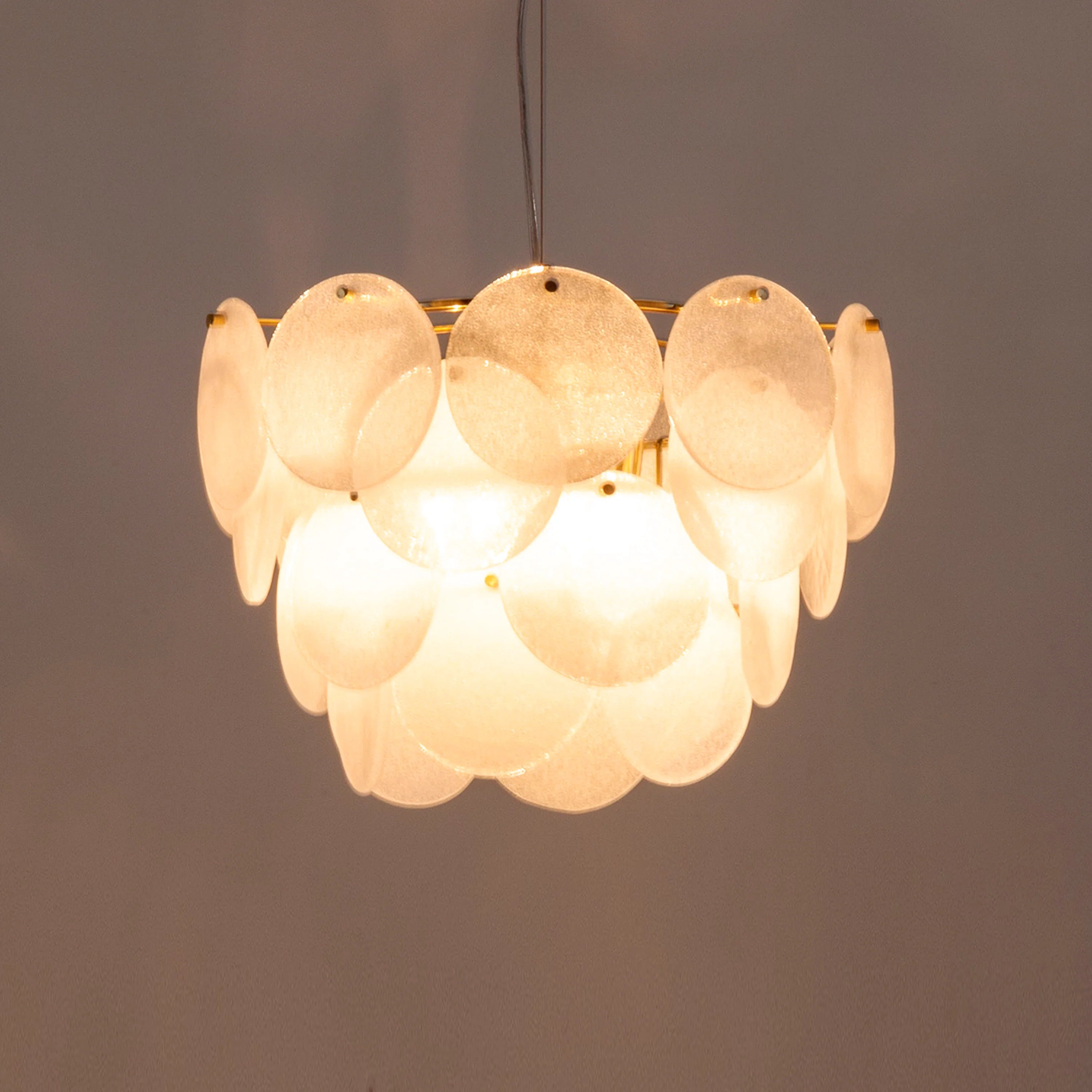 White glass chandelier ceiling light - Miola