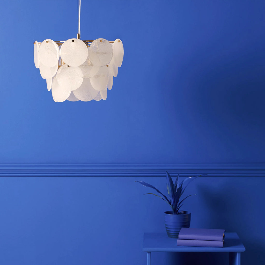 White glass chandelier ceiling light - Miola