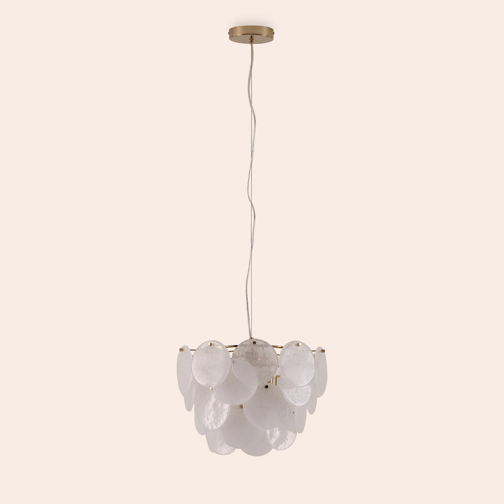 White glass chandelier ceiling light - Miola