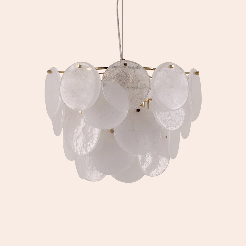 White glass chandelier ceiling light - Miola