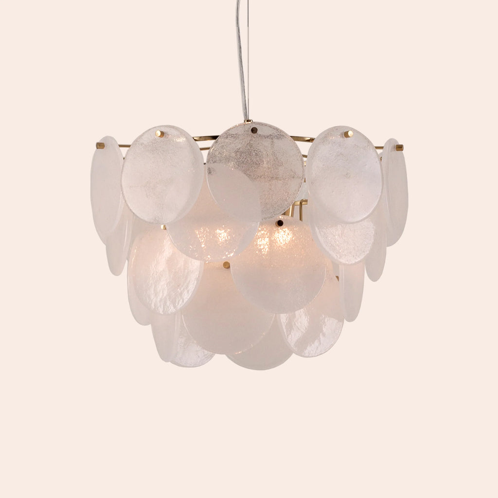 White glass chandelier ceiling light - Miola