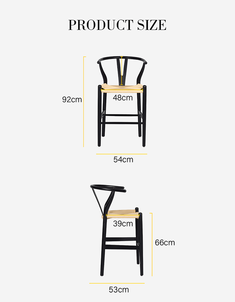 Wishbone Classical Bar Stool, Black Ash - Miola