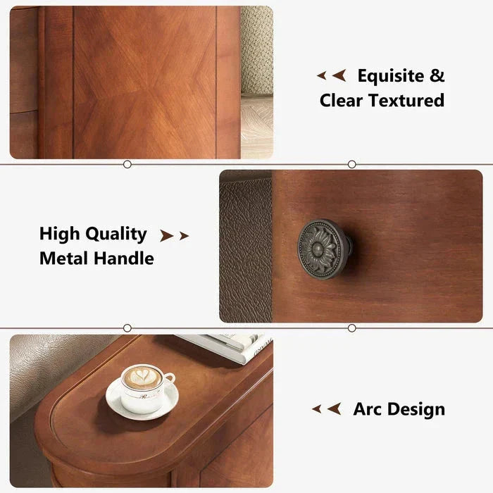 Narrow Storage End Table - Sofa Side & Bedside Table with 2 Easy-Glide Drawers