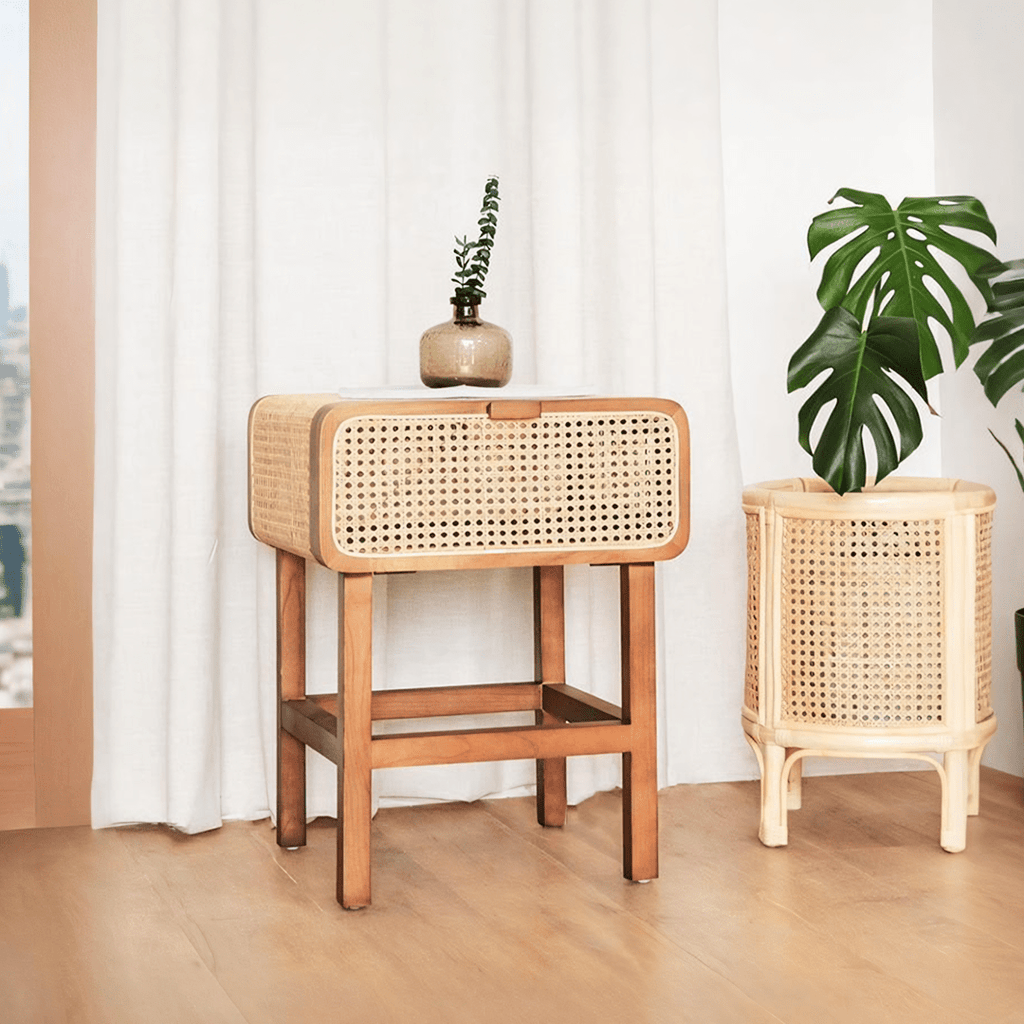 Wren Rattan Side Table, Bedside Table - Miola