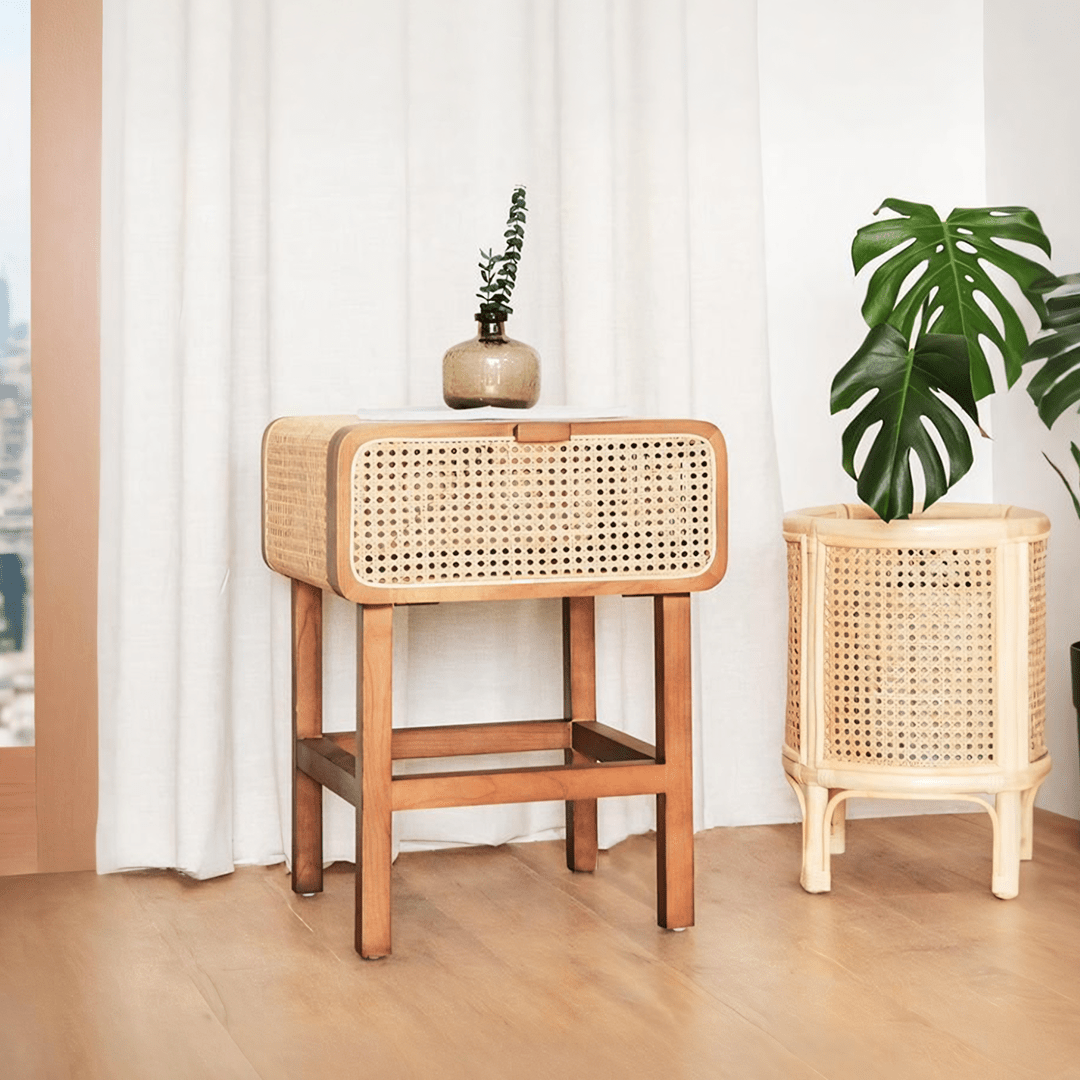 Wren Rattan Side Table, Bedside Table - Miola