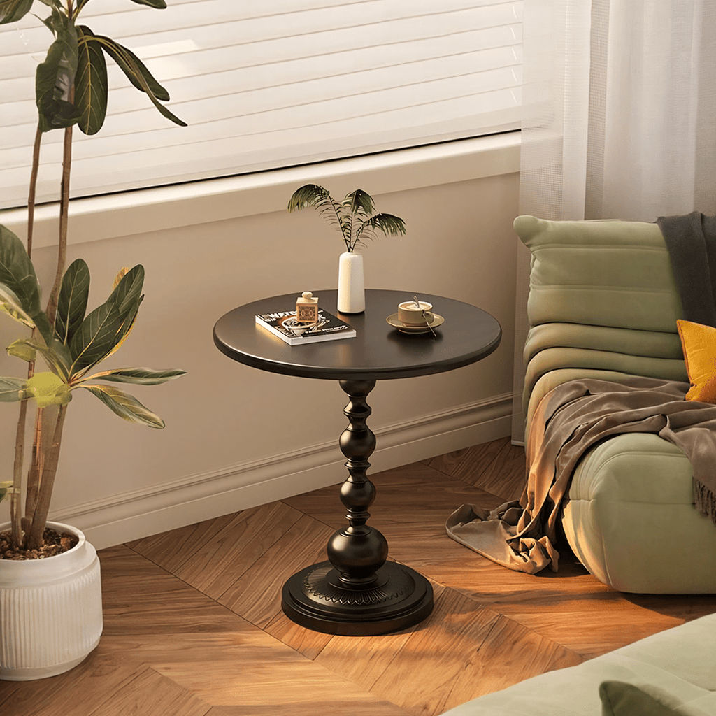 Xanthe Small Round Side Table, Black or White - Miola