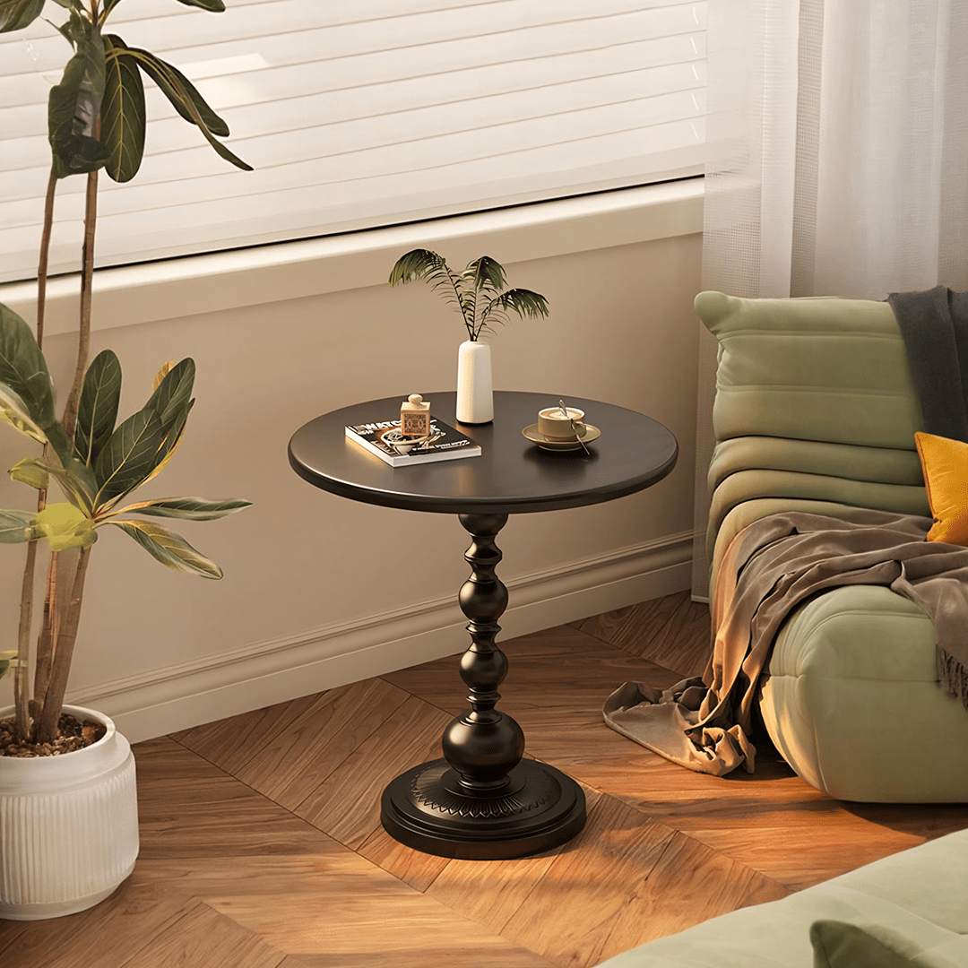 Xanthe Small Round Side Table, Black or White - Miola
