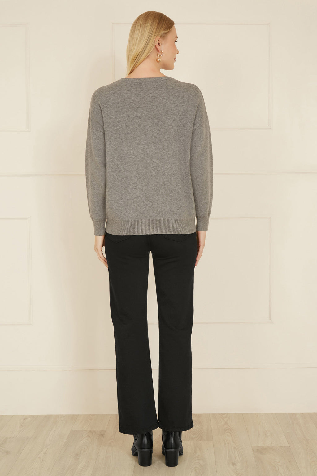 Grey Christmas Festive Penguin Knitted Jumper - Miola