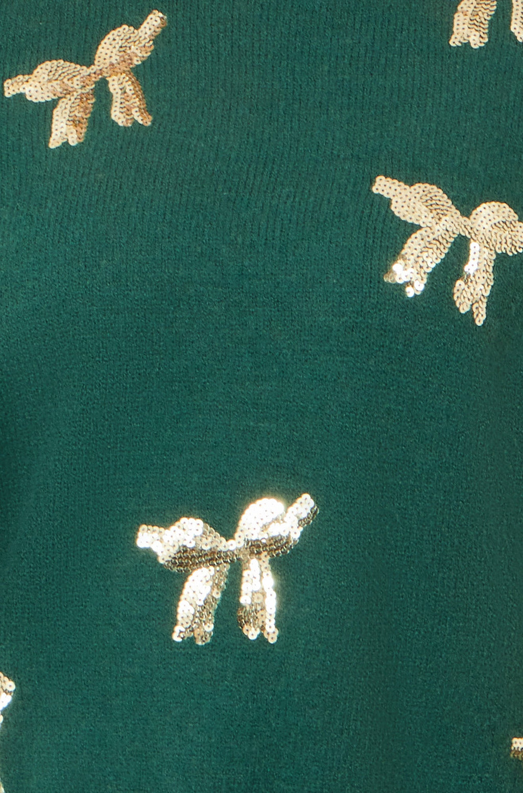 Green Sequin All Over Applique Bow Knitted Jumper