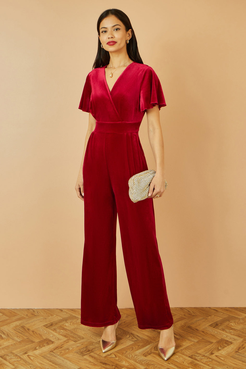 Red Jumpsuit with Angel Sleeves - Miola