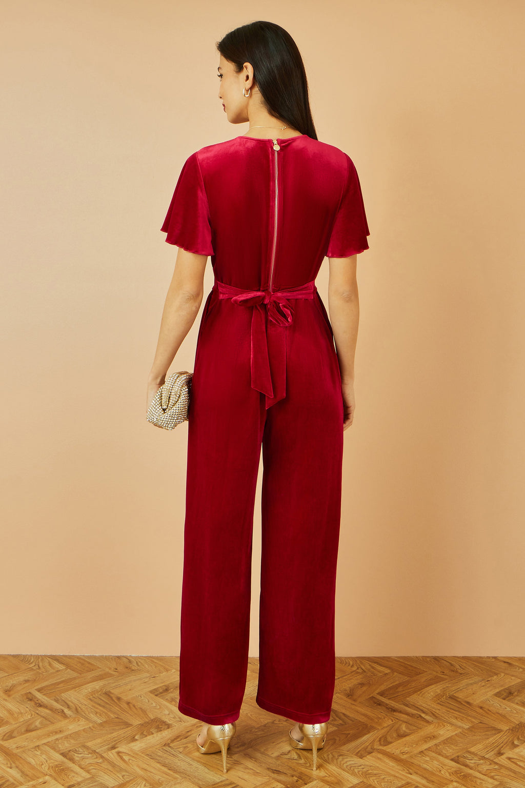 Red Jumpsuit with Angel Sleeves - Miola