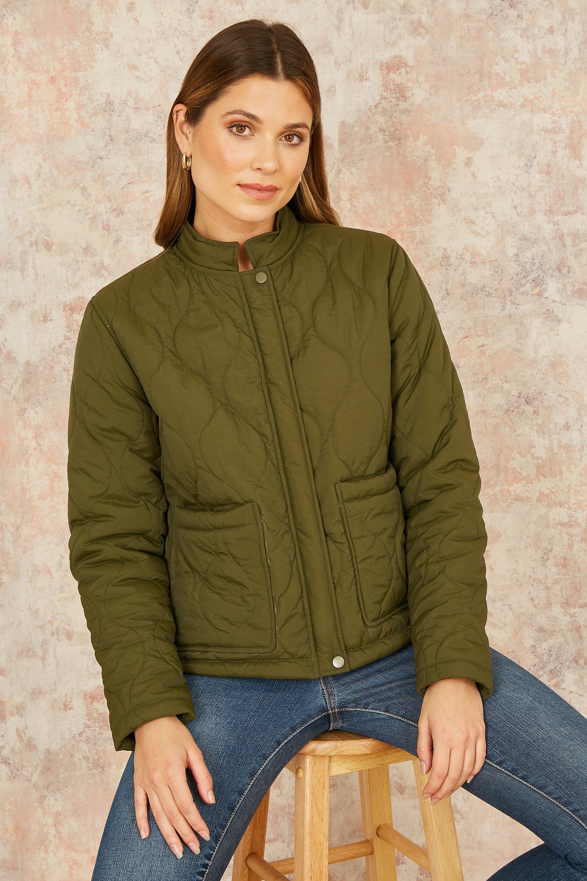 Green Short Quilted Jacket