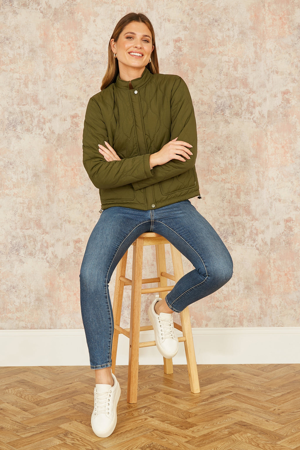 Green Short Quilted Jacket