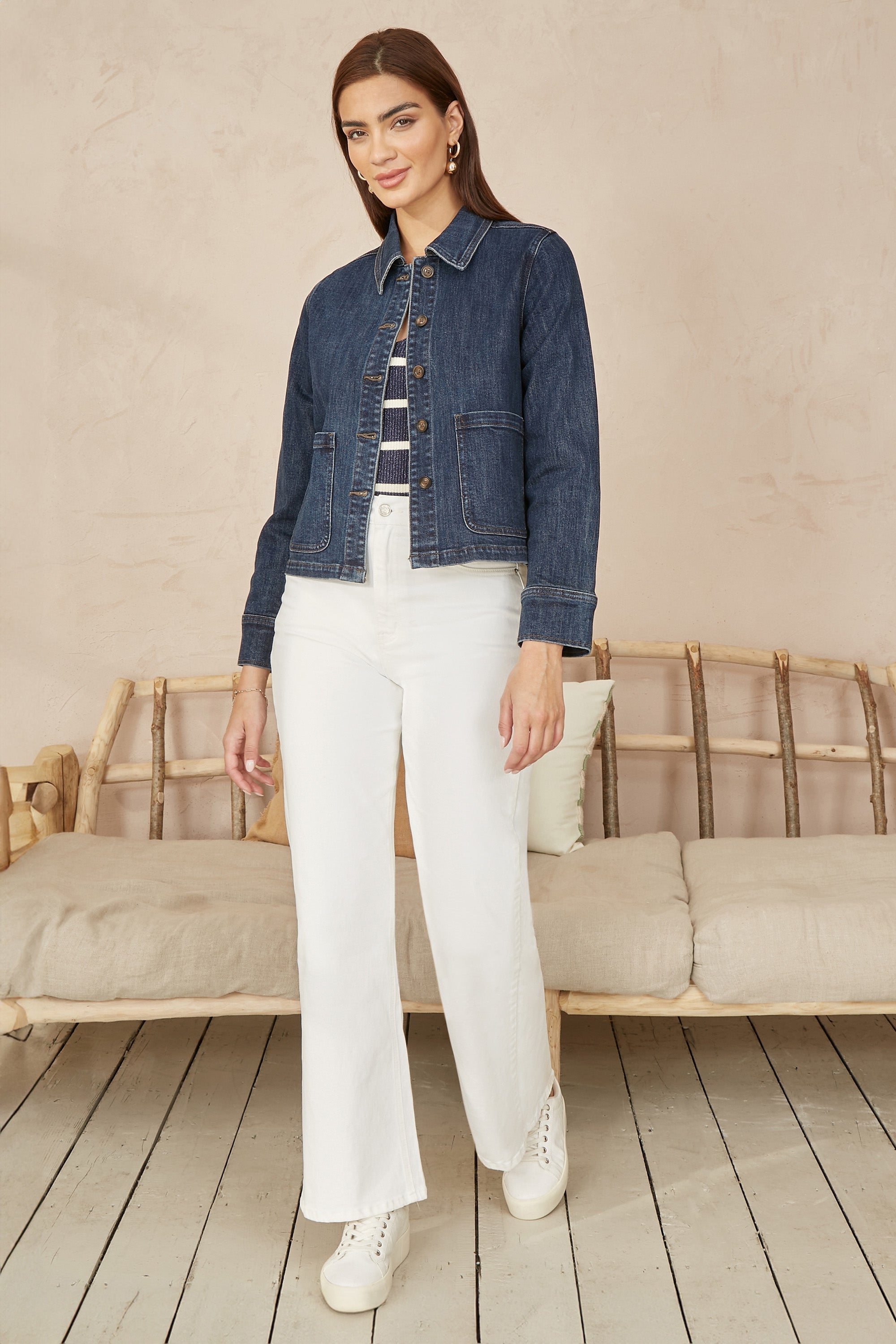 Blue Denim Jacket With Patch Pockets