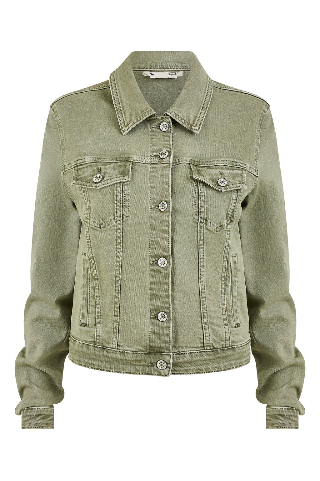 Green Stretch Cotton Denim Jacket
