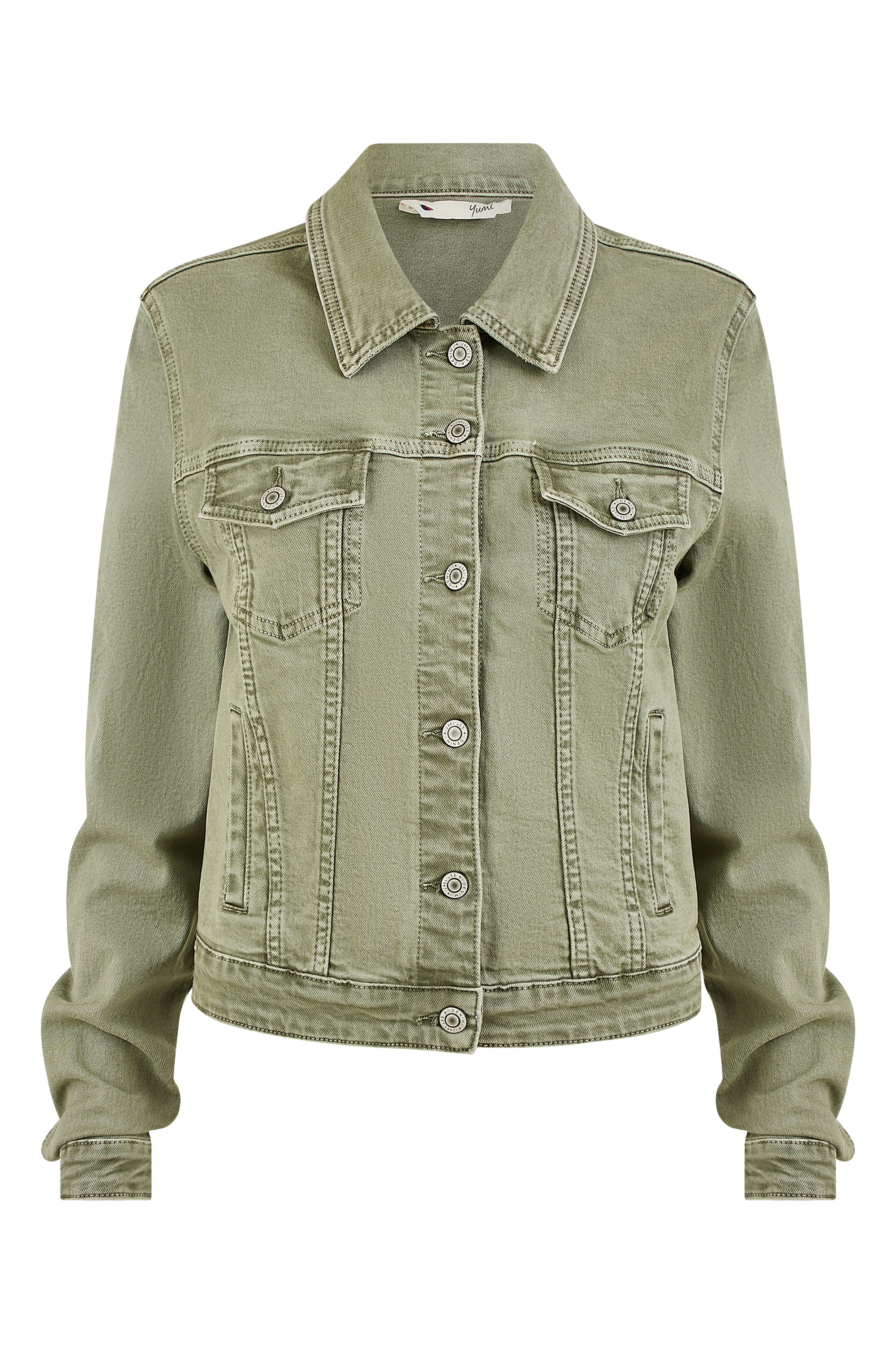 Green Stretch Cotton Denim Jacket