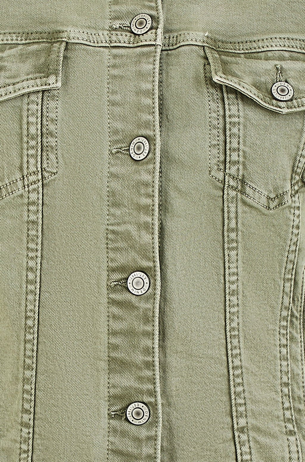 Green Stretch Cotton Denim Jacket