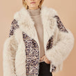 Load image into Gallery viewer, Cream Fur Biker Jacket With Leopard Print
