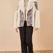 Load image into Gallery viewer, Cream Fur Biker Jacket With Leopard Print
