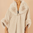 Load image into Gallery viewer, Beige Textured Fur Lined Cape
