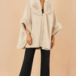 Load image into Gallery viewer, Beige Textured Fur Lined Cape
