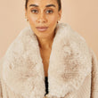 Load image into Gallery viewer, Beige Textured Fur Lined Cape
