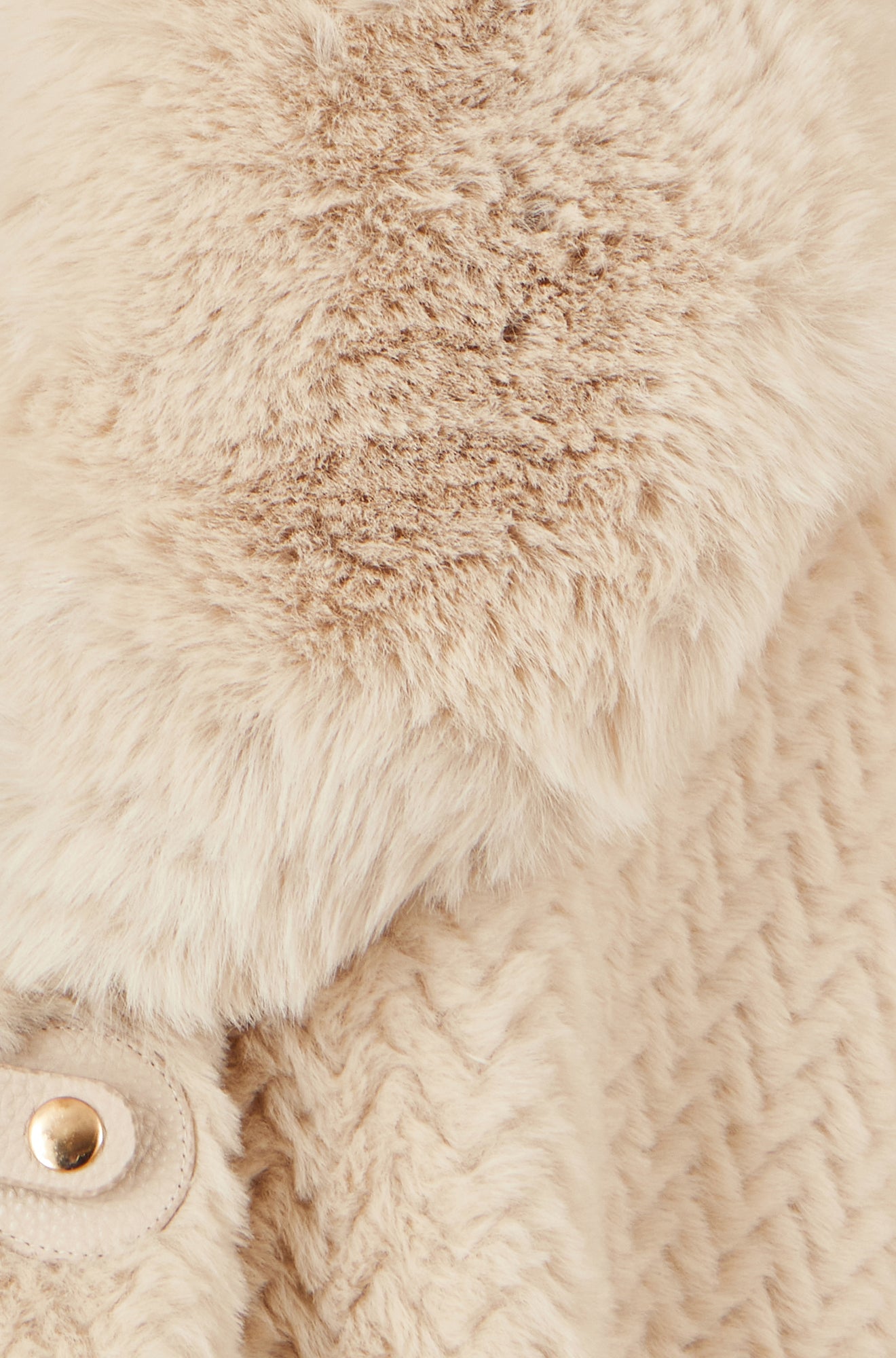 Beige Textured Fur Lined Cape