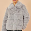 Load image into Gallery viewer, Grey Luxe Faur Fur Coat
