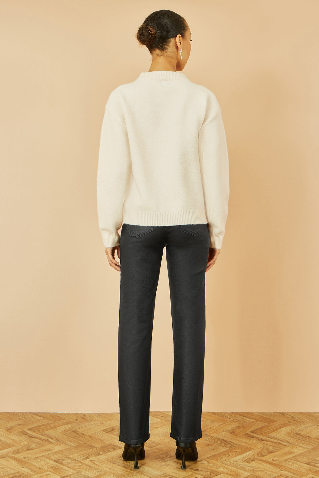 Cream Relaxed Knitted Jumper With Sequin Detail