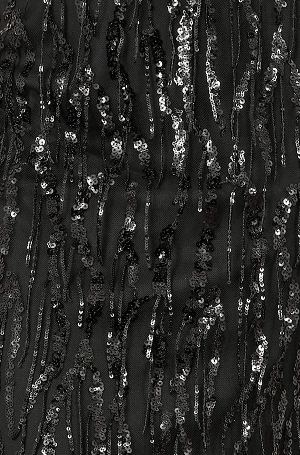 Black Hanging Sequin Fitted Midi Skirt