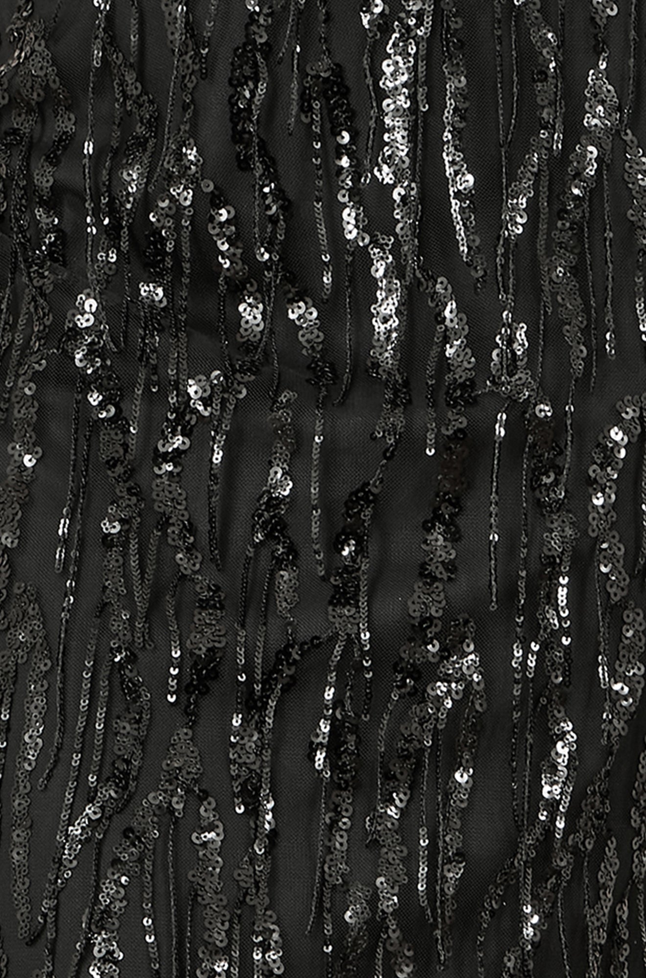 Black Hanging Sequin Fitted Midi Skirt