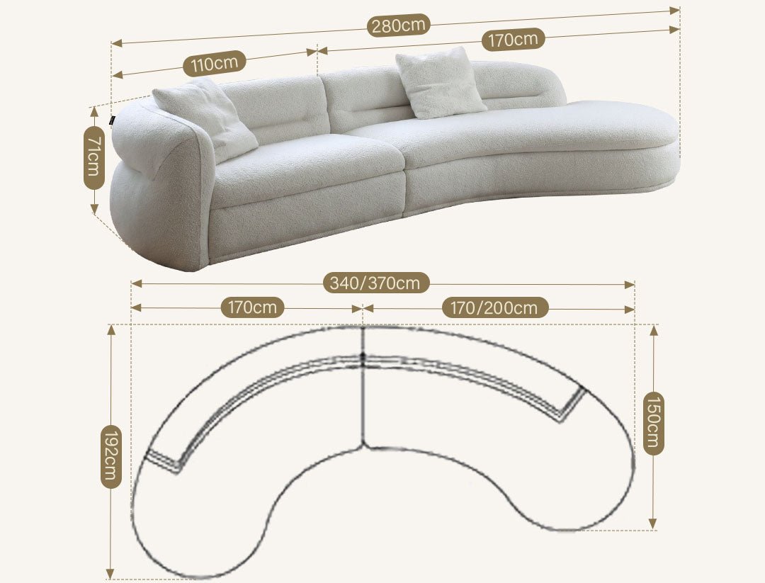 Yannik Four Seater Curved Sofa, Green - Miola