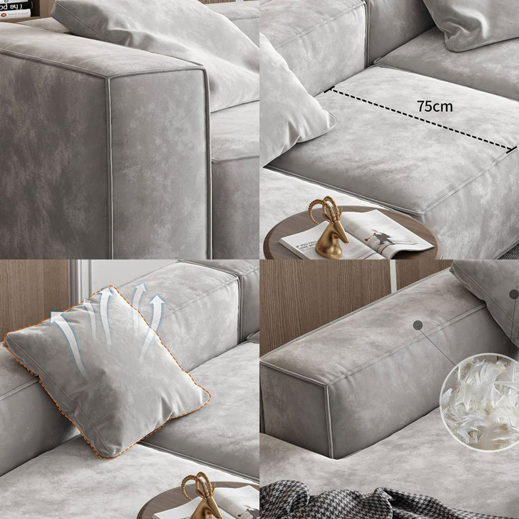 Yetta Three Seater, Four Seater Sofa, Corner Sofa, Grey Velvet - Miola