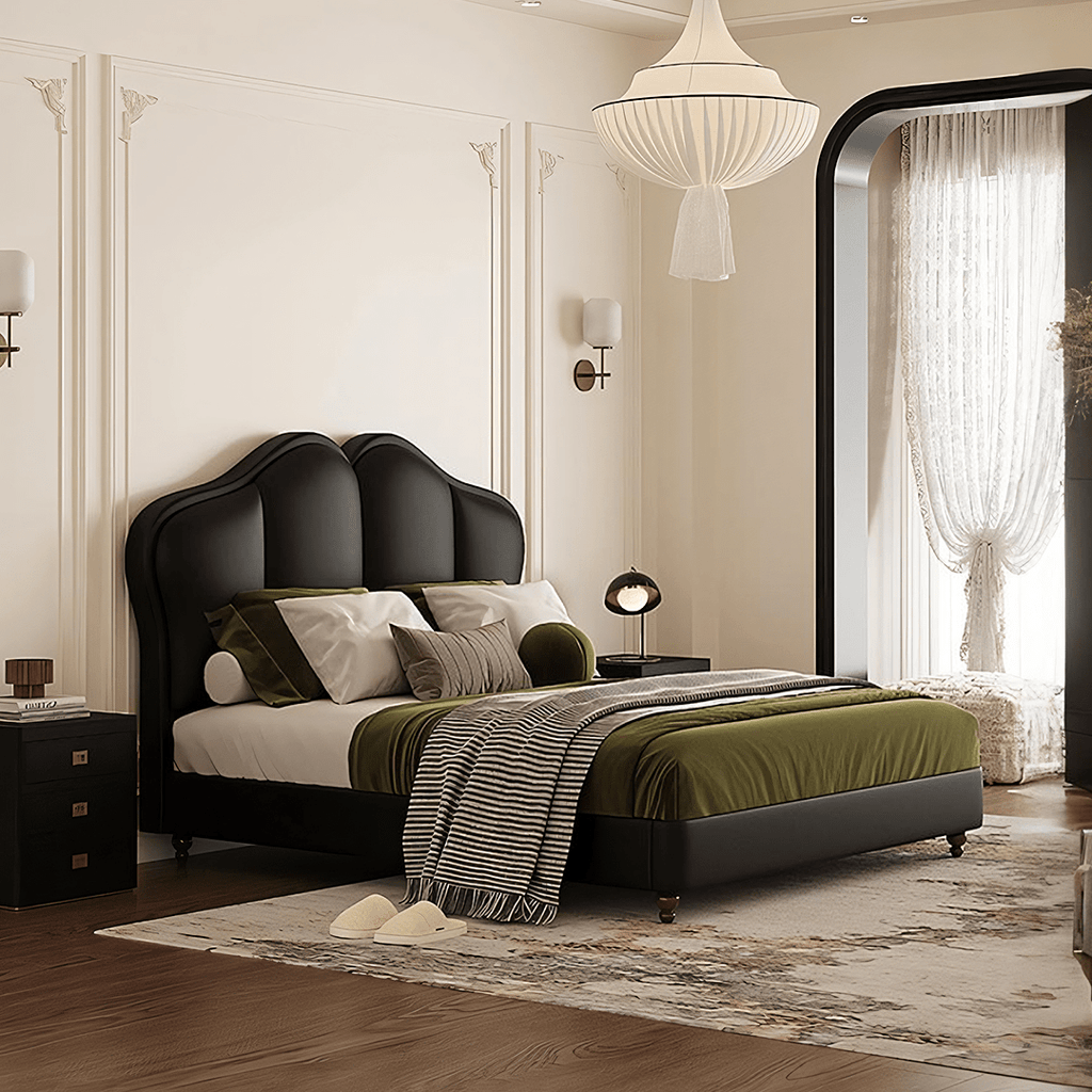 Zephyr Leather Double Bed - Miola