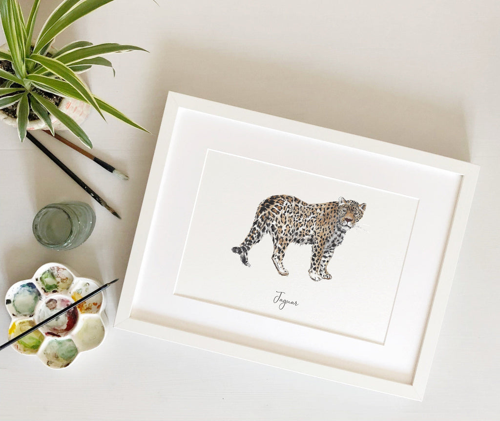 Jaguar Personalised Watercolour Fine Art Print