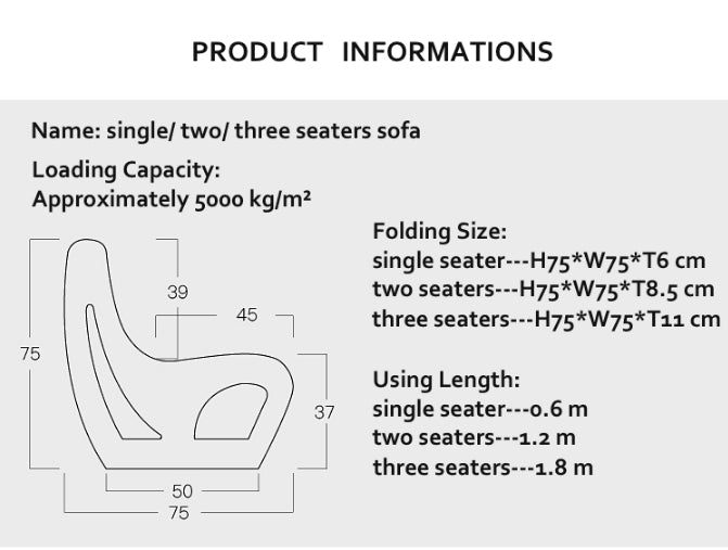 Accordion Sofa Single Seater, Two Seater, Three Seater, Foldable - Miola