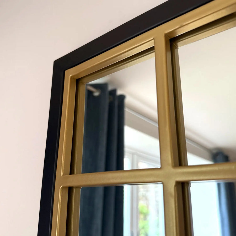 Black & Gold Metal Window Mirror
