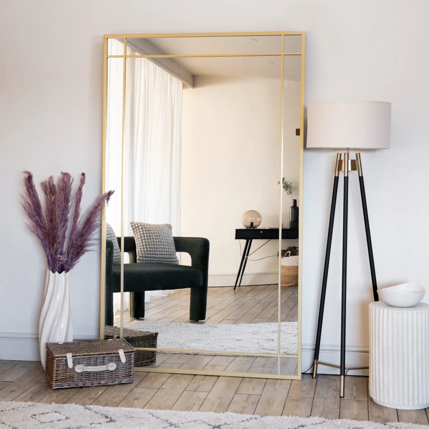 Full Length Gold Window Mirror