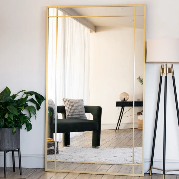Full Length Gold Window Mirror - Miola