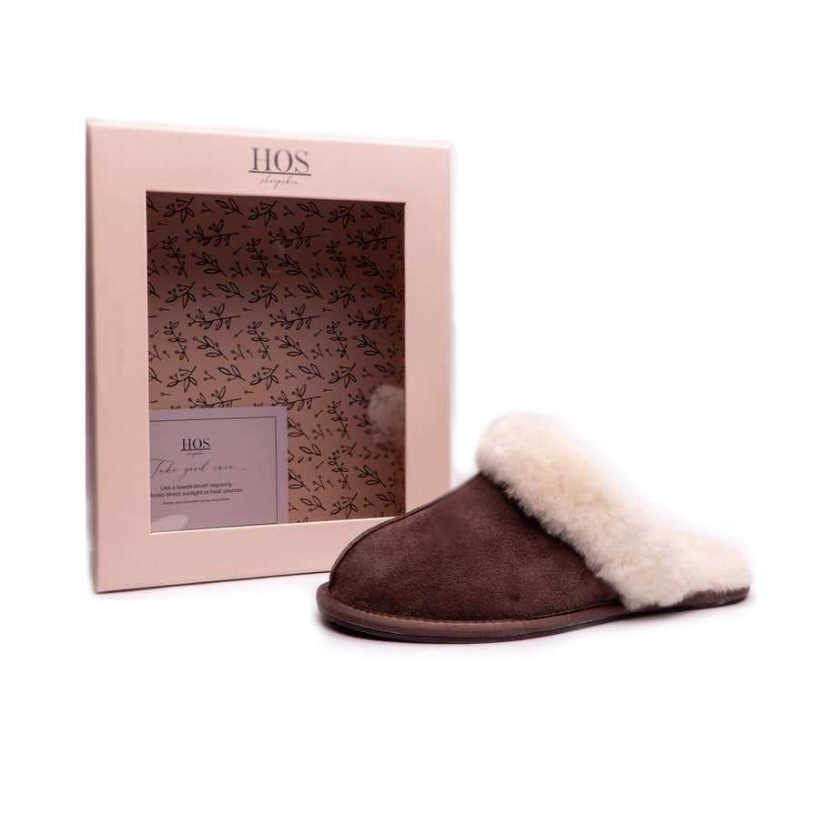 Real Sheepskin Mule Slippers Espresso