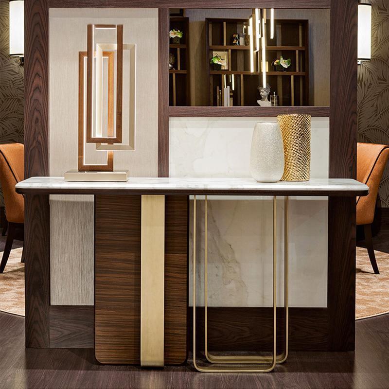 Barbican Console Table, Gold And Rosewood - Miola