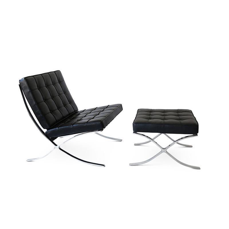 Barcelona Chair And Ottoman, Real Leather - Miola